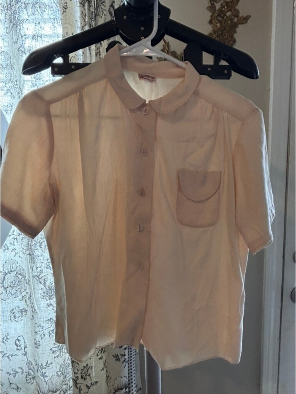 Vintage Diane Young Originals Pink Peter Pan Collar Blouse